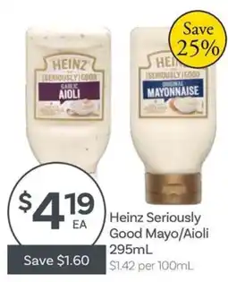 IGA Heinz Seriously Good Mayo/Aioli offer