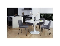 LivingStyles Hanaya Marble Effect Round Dining Table, 120cm, White offer