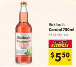 Spar Bickford's Cordial offer