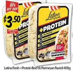NQR Latina Fresh +Protein Beef & Parmesan Ravioli offer