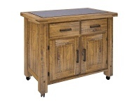 LivingStyles Serafin Rustic Pine Timber 2 Door 2 Drawer Kitchen Island, 108cm offer