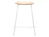 LivingStyles Romo Metal Counter Stool, Timber Seat, Natural / White offer