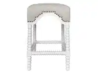 LivingStyles Bobbin Linen & Birch Timber Counter Stool, White offer