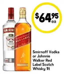 Drakes Smirnoff Vodka or Johnnie Walker Red Label Scotch Whisky offer