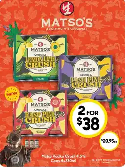 Drakes Matso Vodka Crush 4.5% Cans offer