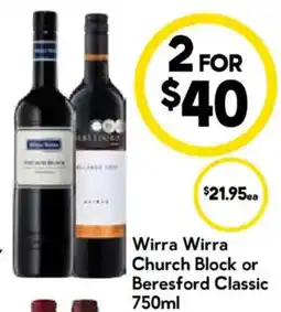 Drakes Wirra Wirra Church Block or Beresford Classic offer