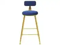 LivingStyles Sleek Bell Velvet Fabric & Metal Counter Stool, Blue / Gold offer