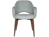LivingStyles Albury Commercial Grade Gravity Fabric Dining Armchair, Slim Metal Leg, Cloud / Copper offer