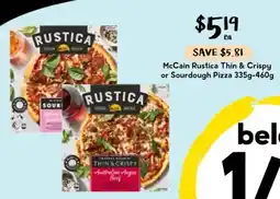 Drakes McCain Rustica Thin & Crispy or Sourdough Pizza offer