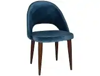 LivingStyles Chevron Commercial Grade Mystere Velvet Fabric Dining Chair, Metal Leg, Blue / Walnut offer