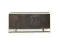 LivingStyles Alcot Reclaimed Pine & Iron 4 Door Sideboard, 186cm, Charcoal Brown offer