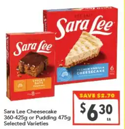 Supa Valu Sara Lee Cheesecake or Pudding offer