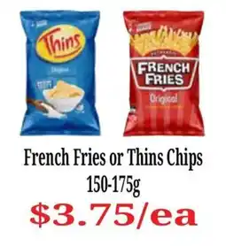 Farmer Jack's French Fries or Thins Chips offer