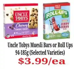 Farmer Jack's Uncle Tobys Muesli Bars or Roll Ups offer