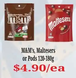 Farmer Jack's M&M's, Maltesers or Pods offer