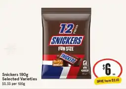 IGA Snickers 180g Selected Varieties offer