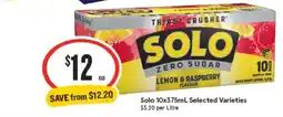IGA Solo Zero Sugar Lemon & Raspberry offer