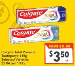 Supa Valu Colgate Total Premium Toothpaste offer