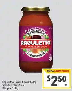 Supa Valu Raguletto Pasta Sauce offer