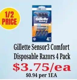 Farmer Jack's Gillette Sensor3 Comfort Disposable Razors offer