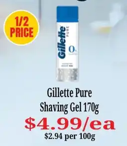 Farmer Jack's Gillette Pure Shaving Gel offer