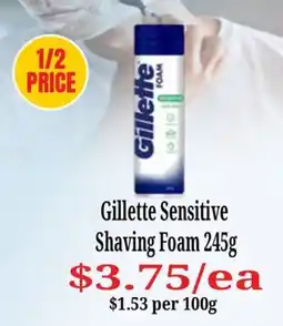 Farmer Jack's Gillette Sensitive Shaving Foam offer