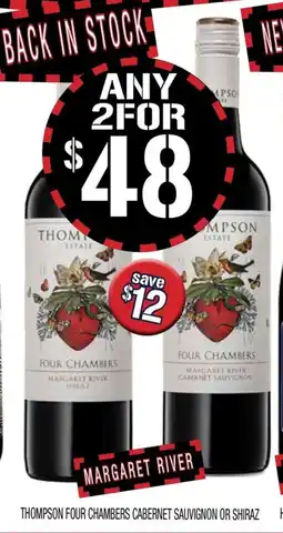 Farmer Jack's Thompson Four Chambers Cabernet Sauvignon or Shiraz offer