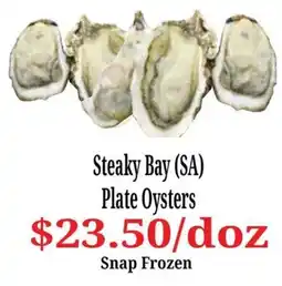 Farmer Jack's Steaky Bay (SA) Plate Oysters offer