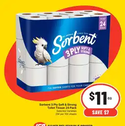 Supa Valu Sorbent 3 Ply Soft & Strong Toilet Tissue offer