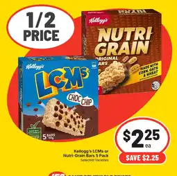 Supa Valu Kellogg's LCMs or Nutri-Grain Bars 5 Pack offer