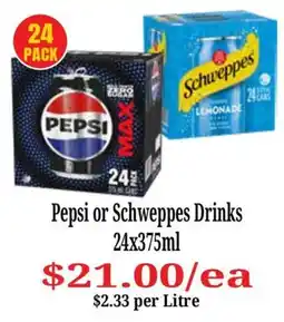 Farmer Jack's Pepsi or Schweppes Drinks offer