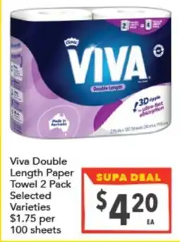 Supa Valu Viva Double Length Paper Towel offer