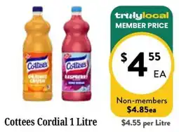 Farmer Jack's Cottees Cordial 1 Litre offer