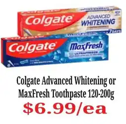 Farmer Jack's Colgate Advanced Whitening or MaxFresh Toothpaste offer