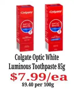 Farmer Jack's Colgate Optic White Luminous Toothpaste offer