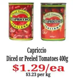 Farmer Jack's Capriccio Diced or Peeled Tomatoes offer