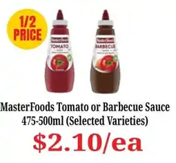 Farmer Jack's MasterFoods Tomato or Barbecue Sauce offer