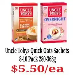 Farmer Jack's Uncle Tobys Quick Oats Sachets offer