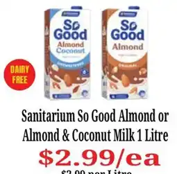 Farmer Jack's Sanitarium So Good Almond or Almond & Coconut Milk offer