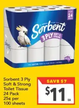 Supa Valu Sorbent 3 Ply Soft & Strong Toilet Tissue offer