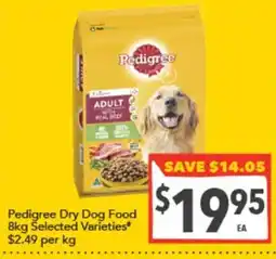 Supa Valu Pedigree Dry Dog Food 8kg Selected Varieties offer
