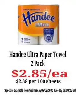 Farmer Jack's Handee Ultra Paper Towel offer