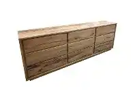 LivingStyles Bora Marri Timber 9 Drawer Buffet Table, 240cm offer