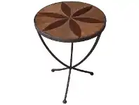 Aldbury Parquet Elm Timber & Iron Round Wine Table, 54cm
