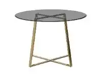 LivingStyles Akira Round Dining Table, 120cm, Smokey Grey / Gold offer