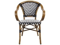 Amalfi Commercial Grade Wicker & Aluminium Indoor / Outdoor Dining Armchair, Black