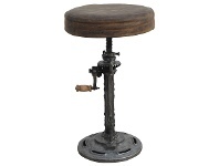 Blackburn Industrial Iron Adjustable Windup Counter / Bar Stool