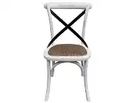 LivingStyles Auray Beech Timber Cross Back Dining Chair, Set of 2, Distressed White with Metal Cross offer