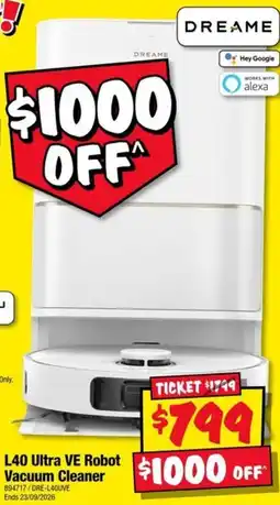 JB Hi-Fi Dreame L40 Ultra VE Robot Vacuum Cleaner offer