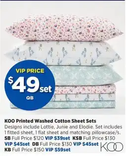Spotlight KOO Printed Washed Cotton Sheet Sets offer